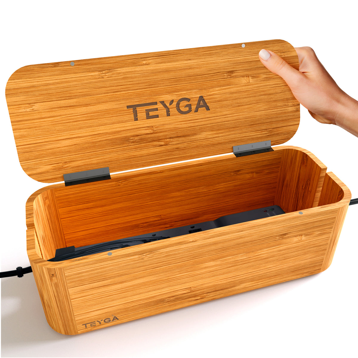 Cable Organizer with Bamboo Lid